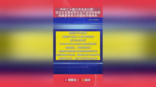 中共二十届三中全会公报 优化文化服务和文化产品供给机制 构建更有效力的国际传播体系